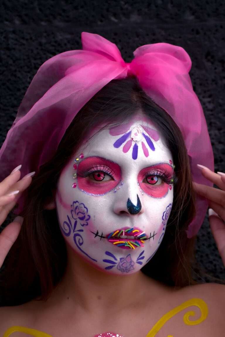 colorful dia de los muertos catrina makeup portrait